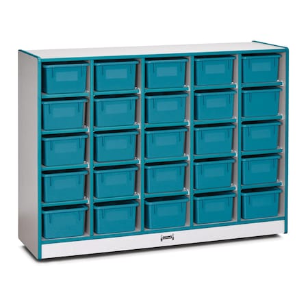 Jonti-Craft Rainbow Accents 25 Cubbie-Tray Mobile Storage, with Trays, Teal 0426JCWW005